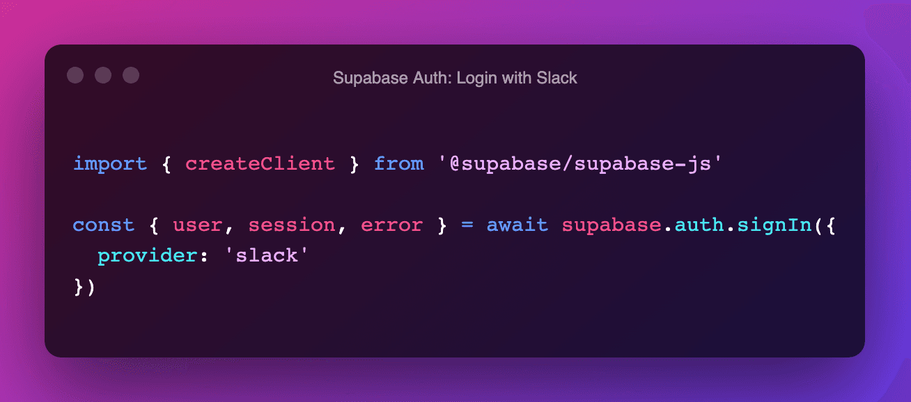 Supabase Auth: Login with Slack