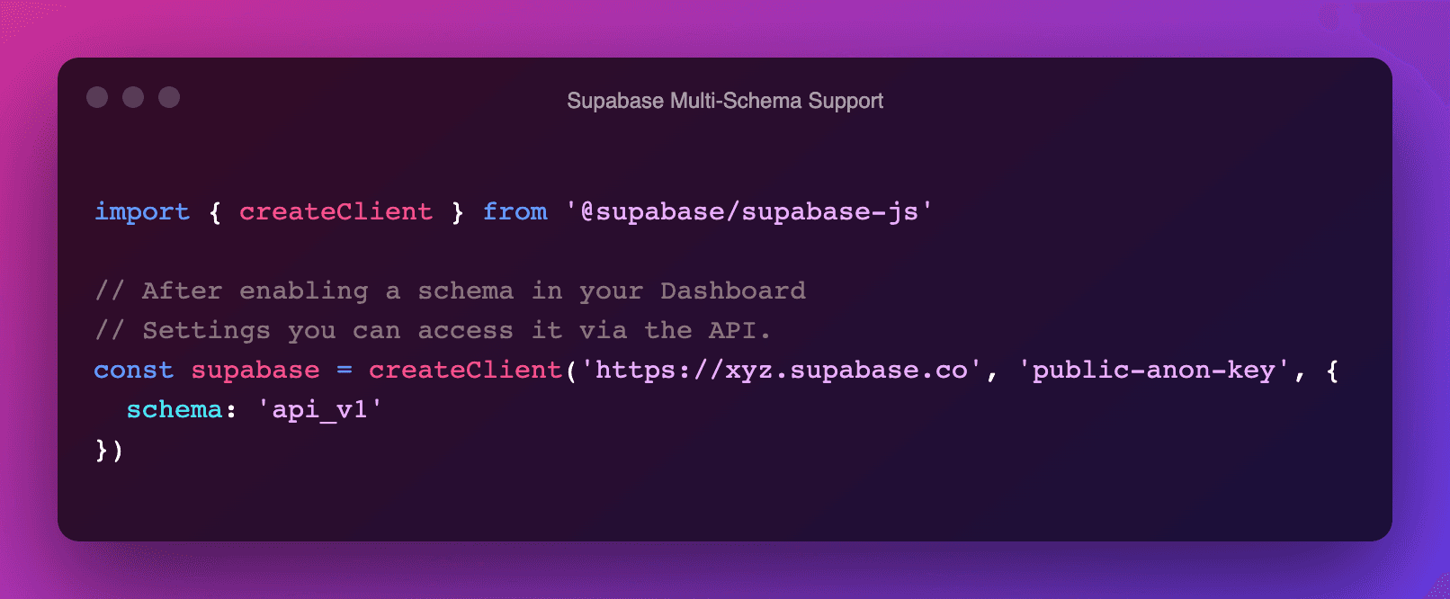 Multi-schema support (API)